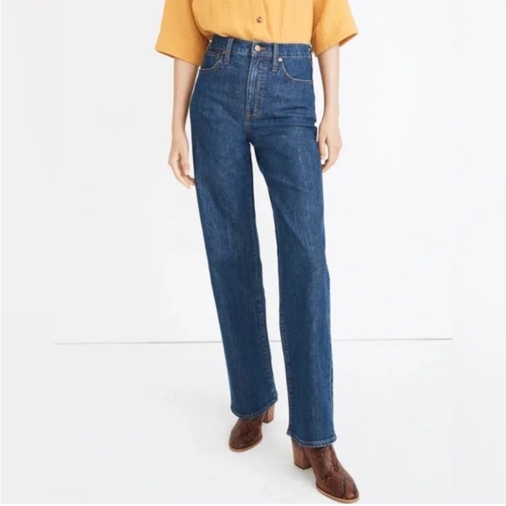 Madewell Slim Wide Leg Jeans 24 Raw Hem Full Length Vintage Wash Cottagecore